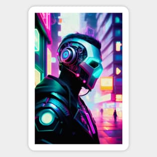 Abstract Cyberpunk Cyborg Magnet